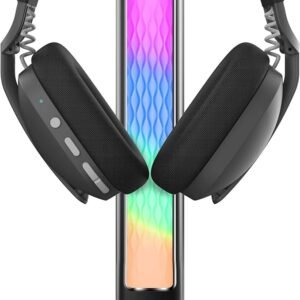 Porodo Gaming RGB Headphone Stand, Wireless Charging & USB-C Hub with Screen Lamp 5W-Black