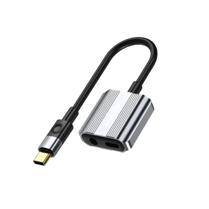[GN2IN1CAUXGY] Green Lion 2 In 1 Splitter Adapter Type-C to AUX & Type-C - Grey