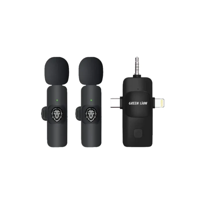[GN3IN1WMBK] Green Lion 3 IN 1 Microphone Type-C - Lightning - Aux - Green_ (_Black) (1)