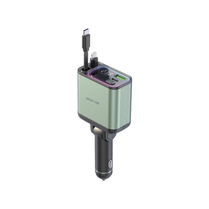 [GNRCC90WGN] Green Lion Retractable 90W Car Charger
