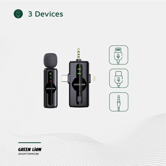 Green Lion 3 in 1 Noise Cancellation Microphone - Black (4)
