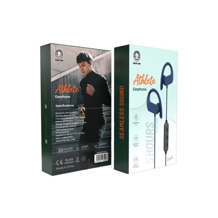 Green Lion Earbuds & Headphones Green Lion Athlete Earphone Type-C Charging Blue[GNATHTEPHBL]