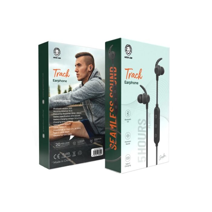 Green Lion Earphone & Earbuds Green Lion Track Earphone Bluetooth 5.3 Black [GNTRCKEPHBK]