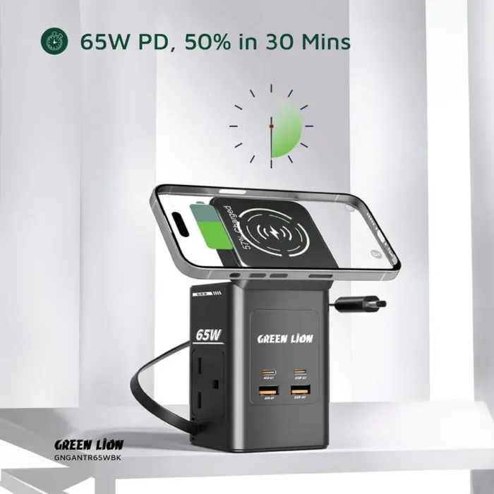 Green Lion GaN 65W Multi Port Travel Adapter - Black (4)