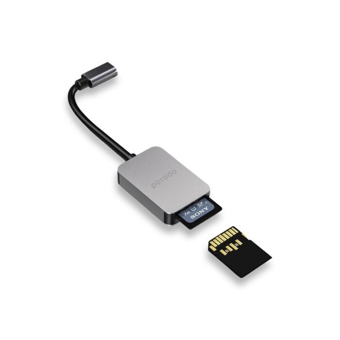 Porodo 2in1 USB-C Card Reader SD MicroSD - Grey (1)