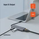 Porodo 4in1 USB-C Hub Type-C PD 100W HDMI USB 3.5mm Aux - Grey (1)