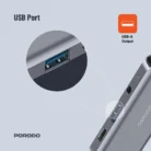 Porodo 4in1 USB-C Hub Type-C PD 100W HDMI USB 3.5mm Aux - Grey (2)