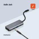 Porodo 4in1 USB-C Hub Type-C PD 100W HDMI USB 3.5mm Aux - Grey (3)