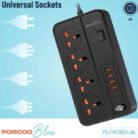 Porodo Blue 4 AC Power Socket with X4 USB-C X2 USB-A Port, UK Plug 3-Pin, 3000W - Black (2)-600x600