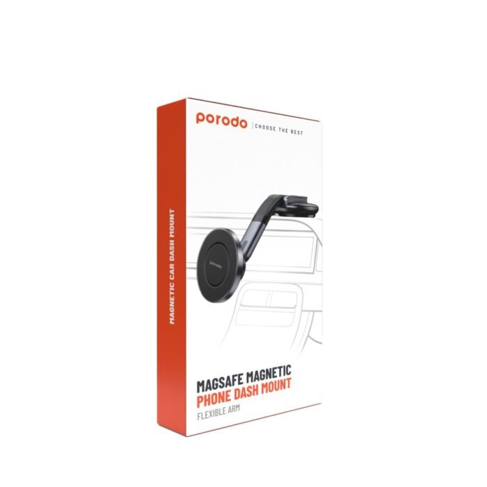 Porodo Magsafe Magnetic Phone Dash Mount Flexible Arm - Black